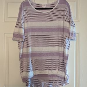 Small LLR tunic top in purple/white striped patter